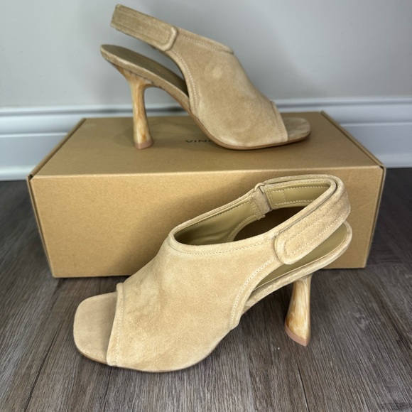 Vince Quest Dune Suede Slingback Sandal Heels - Picture 5 of 13